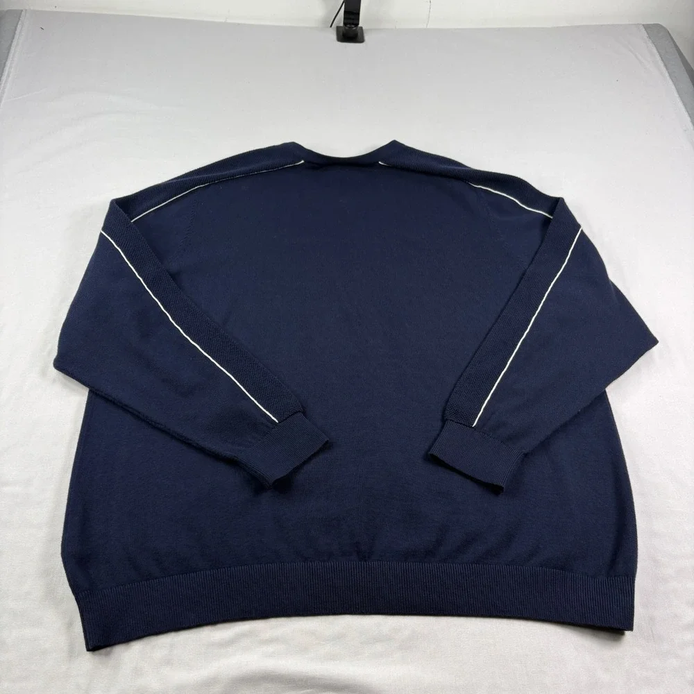 Lacoste Sweater Mens 4XL Blue V-Neck Pullover‎ Slim Fit Stretch